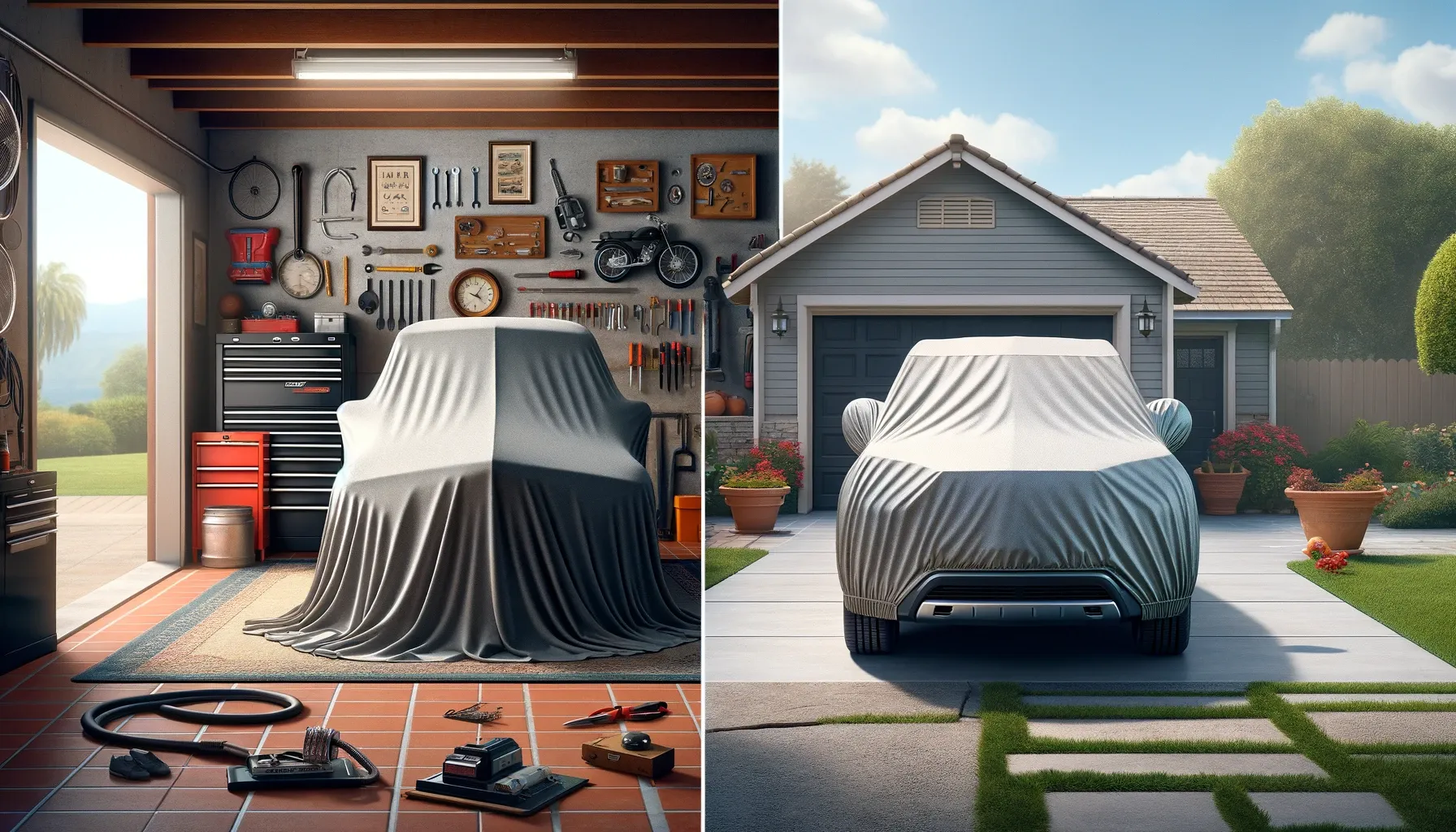 Two car cover for outdoor an indoor propuses.
